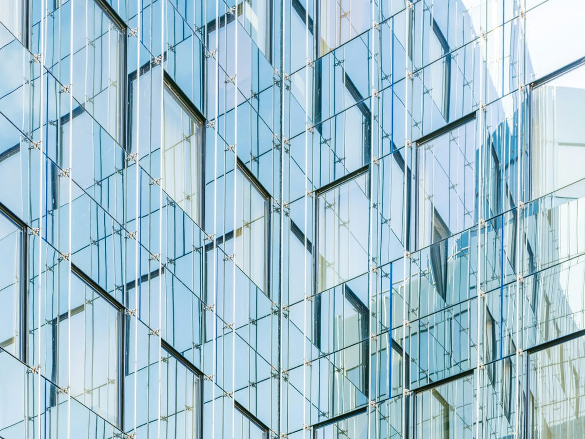 Faceted glass curtain-wall office building